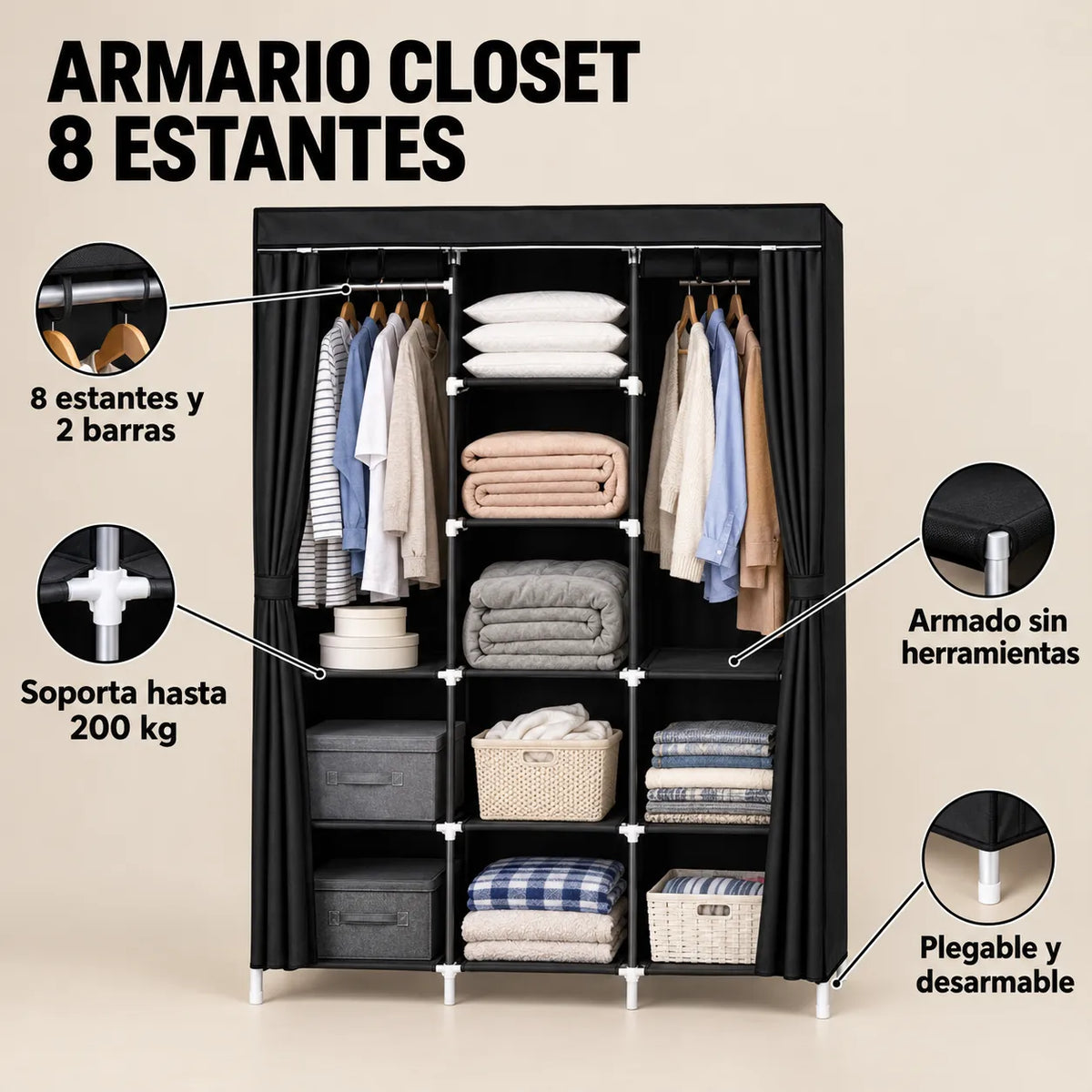 Armario Closet 8 Estantes